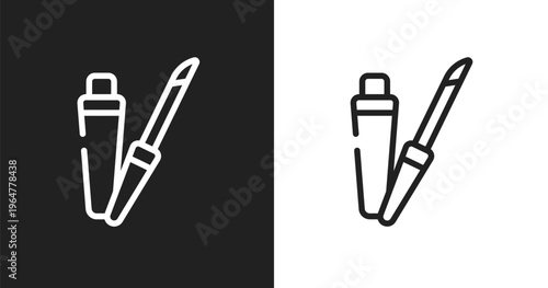 Lip gloss icon. Linear black, white icon from beauty collection. Outline lip gloss vector. Thin line symbol isolated on white and black background