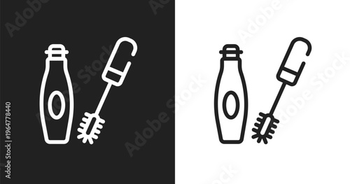 Mascara makeup icon. Linear black, white icon from beauty collection. Outline mascara makeup vector. Thin line symbol isolated on white and black background