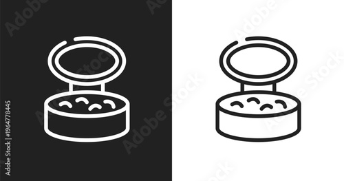 Powder icon. Linear black, white icon from beauty collection. Outline powder vector. Thin line symbol isolated on white and black background