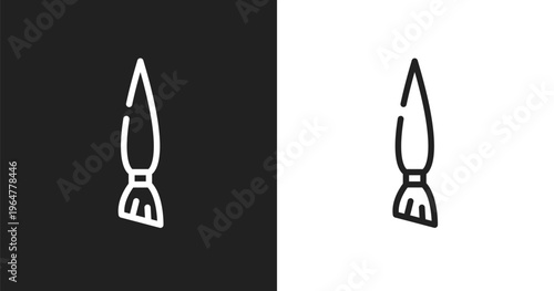 Angle brush icon. Linear black, white icon from beauty collection. Outline angle brush vector. Thin line symbol isolated on white and black background