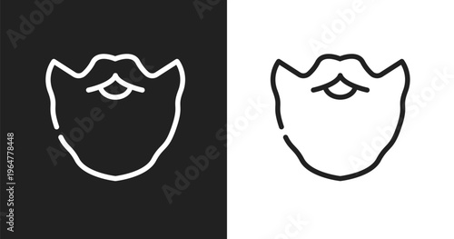 Beard icon. Linear black, white icon from hairdressing and barber shop collection. Outline beard vector. Thin line symbol isolated on white and black background