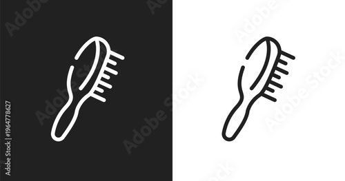 Hair brush icon. Linear black, white icon from hairdressing and barber shop collection. Outline hair brush vector. Thin line symbol isolated on white and black background