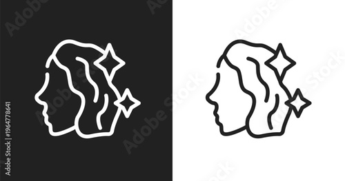 Hair treatment icon. Linear black, white icon from hairdressing and barber shop collection. Outline hair treatment vector. Thin line symbol isolated on white and black background