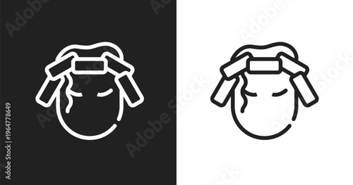 Curlers icon. Linear black, white icon from hairdressing and barber shop collection. Outline curlers vector. Thin line symbol isolated on white and black background