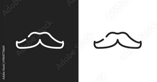 Mustache icon. Linear black, white icon from hairdressing and barber shop collection. Outline mustache vector. Thin line symbol isolated on white and black background