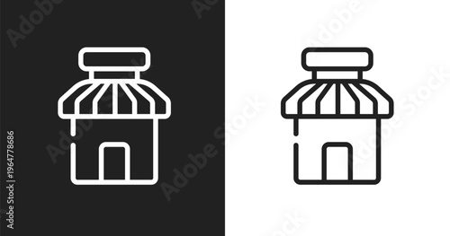 Barber shop icon. Linear black, white icon from hairdressing and barber shop collection. Outline barber shop vector. Thin line symbol isolated on white and black background