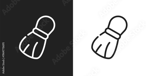 Shaving brush icon. Linear black, white icon from hairdressing and barber shop collection. Outline shaving brush vector. Thin line symbol isolated on white and black background
