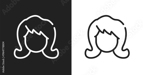 Woman hair icon. Linear black, white icon from hair salon collection. Outline woman hair vector. Thin line symbol isolated on white and black background