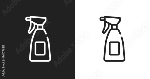 Hair salon spray bottle and can icon. Linear black, white icon from hair salon collection. Outline hair salon spray bottle and can icon vector. Thin line symbol for use on web and mobile apps, logo,