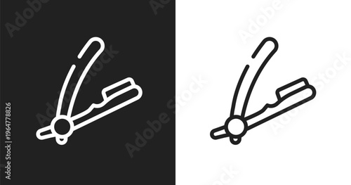 Razor hair salon tool icon. Linear black, white icon from hair salon collection. Outline razor hair salon tool vector. Thin line symbol isolated on white and black background