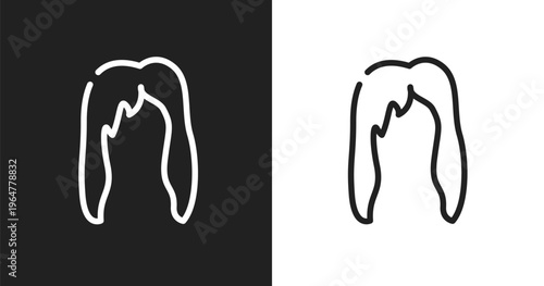 Female hair icon. Linear black, white icon from hair salon collection. Outline female hair vector. Thin line symbol isolated on white and black background