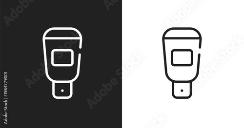 Hair softener icon. Linear black, white icon from hairdressing collection. Outline hair softener vector. Thin line symbol isolated on white and black background