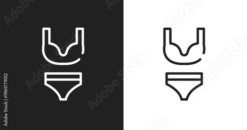 Underwear icon. Linear black, white icon from for her collection. Outline underwear vector. Thin line symbol isolated on white and black background