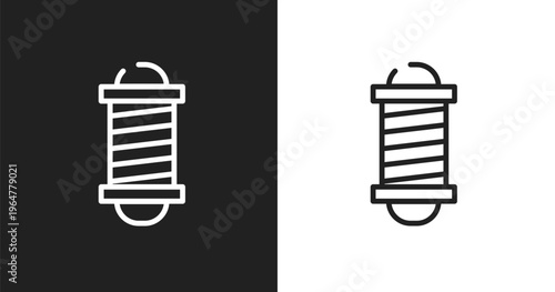 Barbershop pole icon. Linear black, white icon from beauty collection. Outline barbershop pole vector. Thin line symbol isolated on white and black background