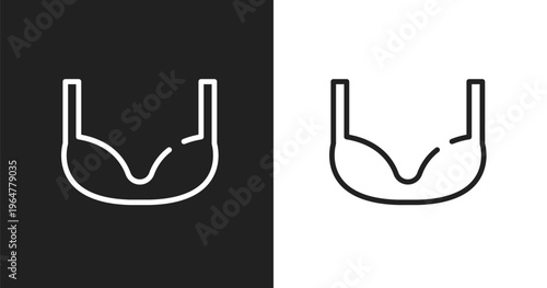 Bra icon. Linear black, white icon from for her collection. Outline bra vector. Thin line symbol isolated on white and black background
