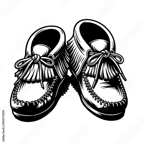 Moccasin Shoes Vector Silhouette Isolated on White Background
