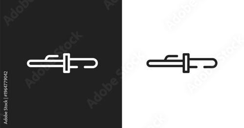 Curling tongs icon. Linear black, white icon from beauty collection. Outline curling tongs vector. Thin line symbol isolated on white and black background