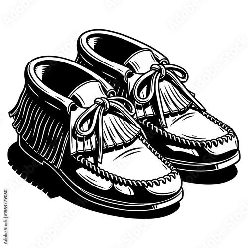 Moccasin Shoes Vector Silhouette Isolated on White Background
