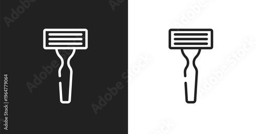 Shaving razor icon. Linear black, white icon from hairdressing and barbershop collection. Outline shaving razor vector. Thin line symbol isolated on white and black background