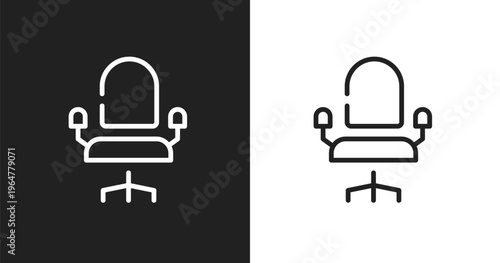 Salon chair icon. Linear black, white icon from hairdressing and barbershop collection. Outline salon chair vector. Thin line symbol isolated on white and black background