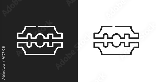 Razorblade icon. Linear black, white icon from hairdressing and barbershop collection. Outline razorblade vector. Thin line symbol isolated on white and black background