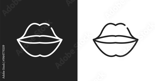 Kiss icon. Linear black, white icon from beauty collection. Outline kiss vector. Thin line symbol isolated on white and black background