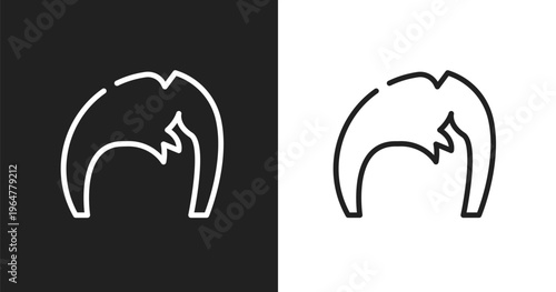 Man hair icon. Linear black, white icon from hairstyles collection. Outline man hair vector. Thin line symbol isolated on white and black background