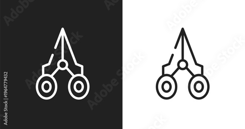 Nail scissors icon. Linear black, white icon from beauty collection. Outline nail scissors vector. Thin line symbol isolated on white and black background