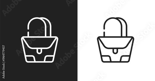 Purse icon. Linear black, white icon from beauty collection. Outline purse vector. Thin line symbol isolated on white and black background
