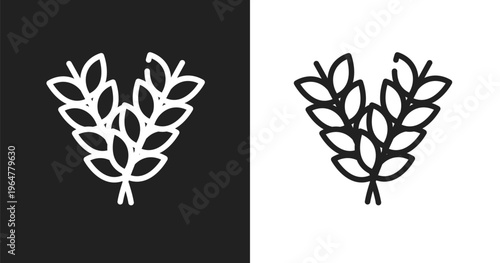Rye icon. Linear black, white icon from autumn collection. Outline rye vector. Thin line symbol isolated on white and black background