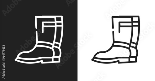 Rain boots icon. Linear black, white icon from autumn collection. Outline rain boots vector. Thin line symbol isolated on white and black background