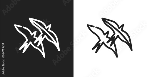Bird migration icon. Linear black, white icon from autumn collection. Outline bird migration vector. Thin line symbol isolated on white and black background
