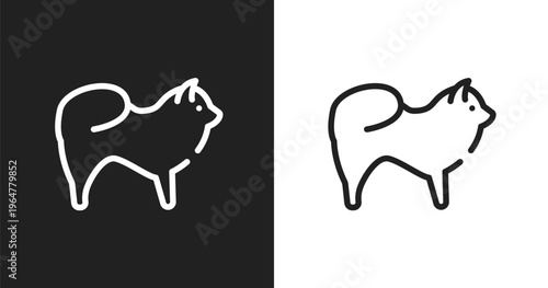 Chow chow icon. Linear black, white icon from dog breeds fullbody collection. Outline chow chow vector. Thin line symbol isolated on white and black background
