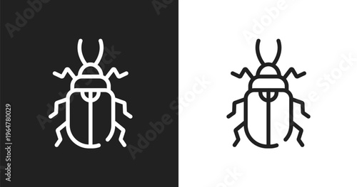 Pollen beetle icon. Linear black, white icon from insects collection. Outline pollen beetle vector. Thin line symbol isolated on white and black background