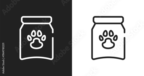 Treat icon. Linear black, white icon from dog and training collection. Outline treat vector. Thin line symbol isolated on white and black background
