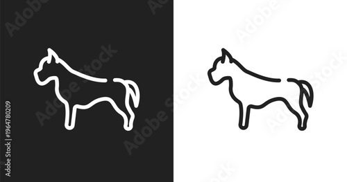 Pitbull icon. Linear black, white icon from dog and training collection. Outline pitbull vector. Thin line symbol isolated on white and black background