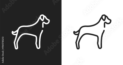 Great dane icon. Linear black, white icon from dog and training collection. Outline great dane vector. Thin line symbol isolated on white and black background