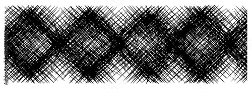 Abstract cross hatched diamond pattern texture forming a decorative border in vintage ink style