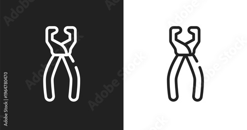 Nail trimmer icon. Linear black, white icon from pet shop lineal collection. Outline nail trimmer vector. Thin line symbol isolated on white and black background