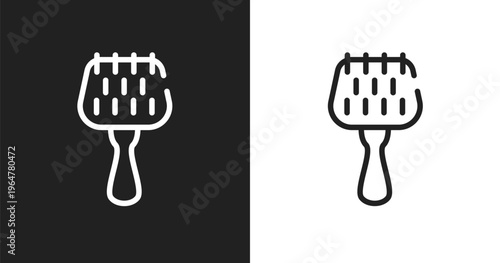 Grooming brush icon. Linear black, white icon from pet shop lineal collection. Outline grooming brush vector. Thin line symbol isolated on white and black background