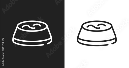 Water bowl icon. Linear black, white icon from pet shop lineal collection. Outline water bowl vector. Thin line symbol isolated on white and black background