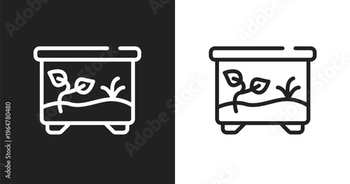 Terraraium icon. Linear black, white icon from pet shop lineal collection. Outline terraraium vector. Thin line symbol isolated on white and black background