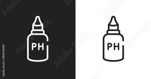 Ph test icon. Linear black, white icon from pet shop lineal collection. Outline ph test vector. Thin line symbol isolated on white and black background
