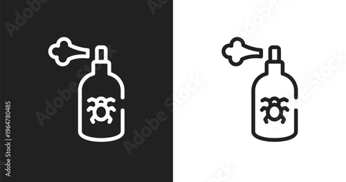 Spray icon. Linear black, white icon from pet shop lineal collection. Outline spray vector. Thin line symbol isolated on white and black background