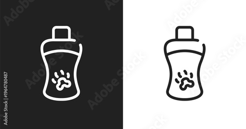 Shampoo icon. Linear black, white icon from pet shop lineal collection. Outline shampoo vector. Thin line symbol isolated on white and black background