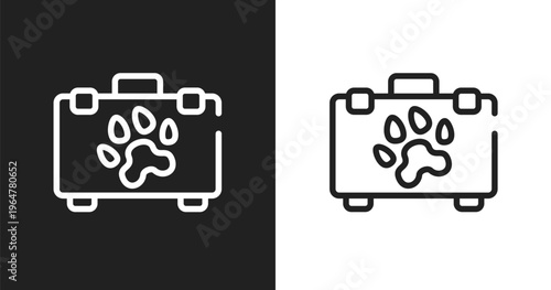 Pet first aid icon. Linear black, white icon from pet shop collection. Outline pet first aid vector. Thin line symbol isolated on white and black background