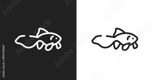 Gold fish icon. Linear black, white icon from fauna collection. Outline gold fish vector. Thin line symbol isolated on white and black background