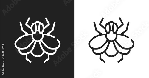 Big fly icon. Linear black, white icon from free animals collection. Outline big fly vector. Thin line symbol isolated on white and black background