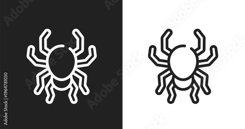 Poisonous spider icon. Linear black, white icon from free animals collection. Outline poisonous spider vector. Thin line symbol isolated on white and black background