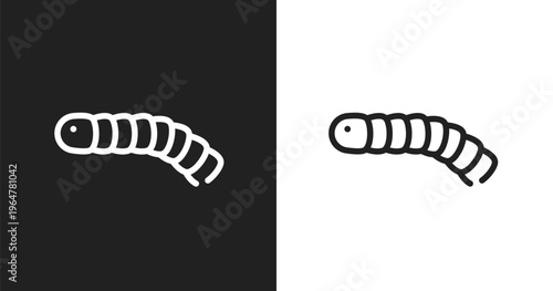 Silkworm icon. Linear black, white icon from free animals collection. Outline silkworm vector. Thin line symbol isolated on white and black background